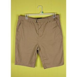 NWT Wicked Stitch Men 36 Flat Front Belted Bermuda Golf Shorts Khaki Brown 10.5"